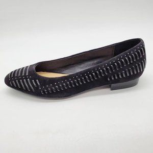 Hush Puppies Womens Phoebe‎ Ladder Ballet Flats Shoes Black Leather Studded 6 M